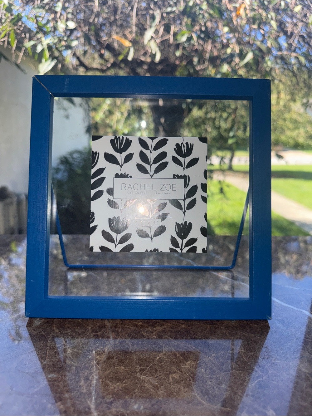 Rachel Zoe Bright Blue Floating Glass Picture Frame